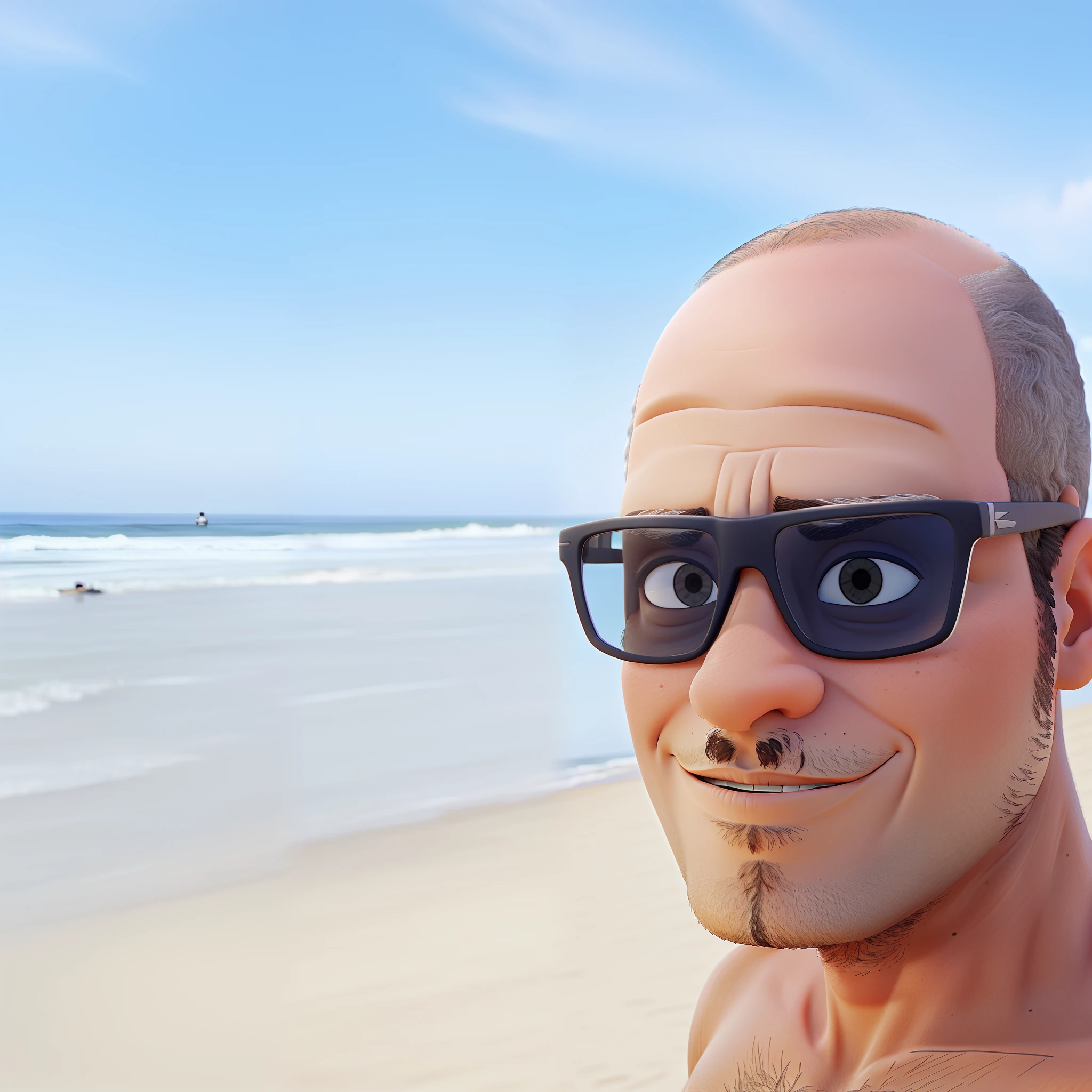 There is a man with a fake mustache on the beach - SeaArt AI