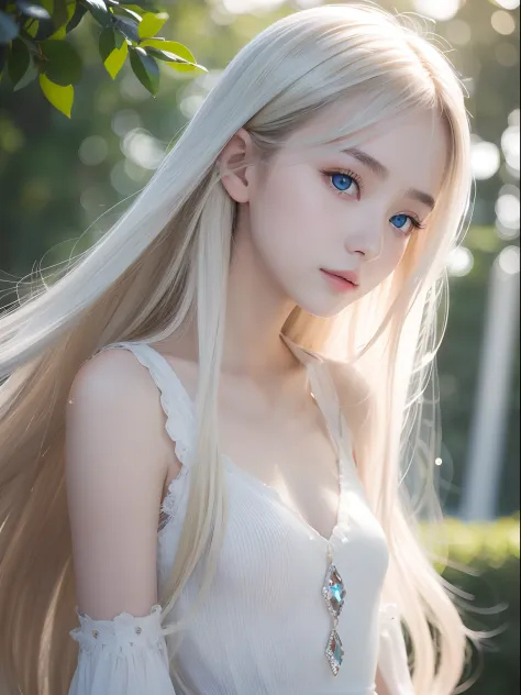 Clear white glossy skin、Face Gloss、bright expression、Ridiculously super long hair、20 years old ridiculously cute sexy little beautiful norwegian girl、Glossy pale light blue eyes and details (Looking at the camera), SLR Lighting, SLR camera, ultra-quality, ...