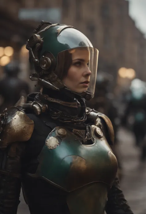 There are many robots walking down the street in this photo, eve ventrue, filme ainda do filme, Smogpunk, army of robots, trendi...