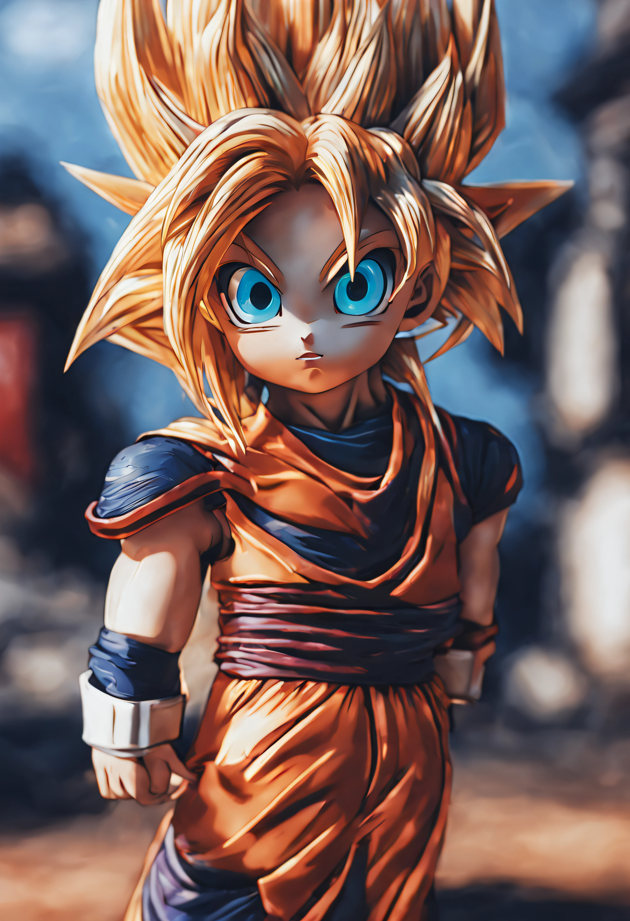 A close up of a toy figure of a young gohan - SeaArt AI