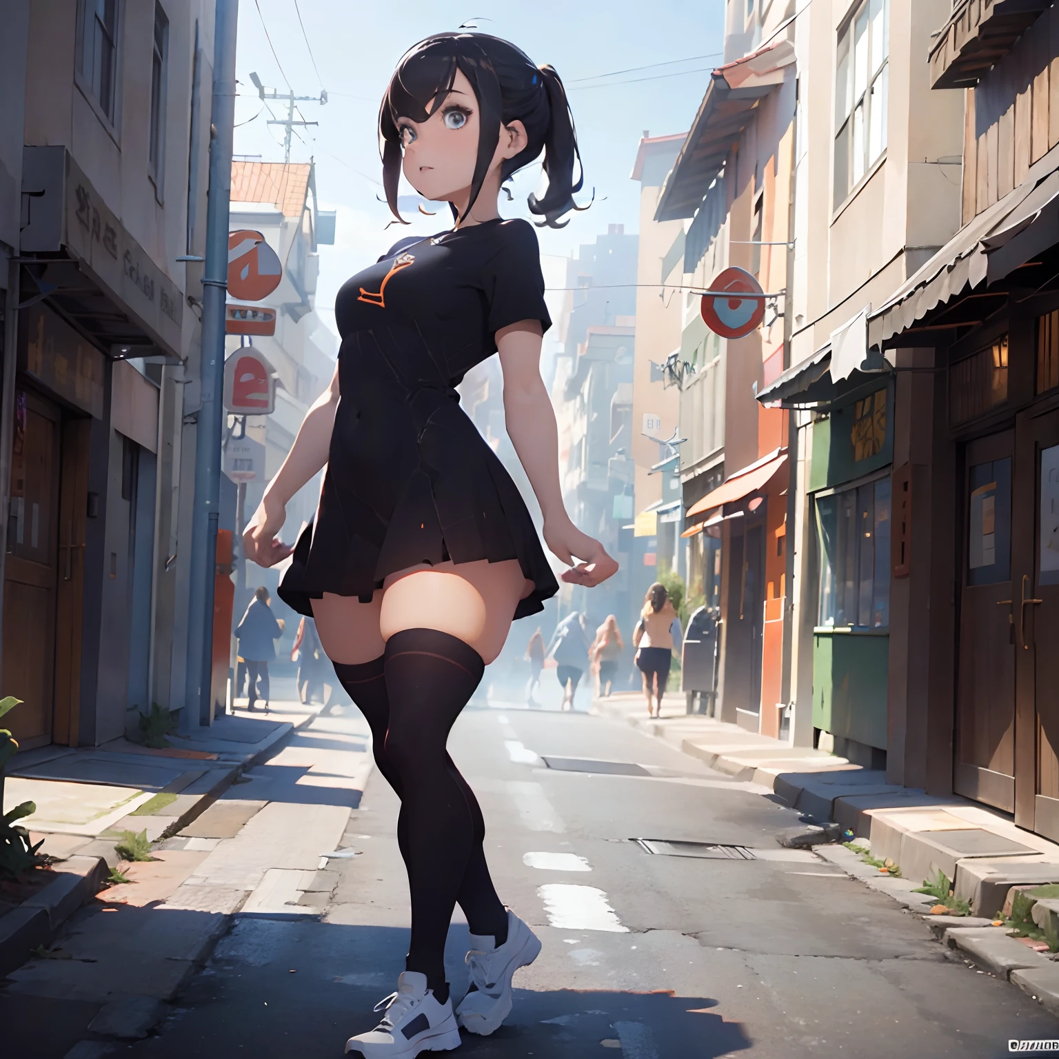 Il y a une femme dans un short, robe moulante marchant dans la rue, jovem amouranth bonito, amouranth, Linda Delphine, Image de profil, mais conhecido como amouranth, rues de la ville gothique derrière elle, Image de profil, Dans la rue de la ville, tout le corps! joli visage, corps entier jolie jeune femme, image de profil, robe avec des vêtements courts et une taille large, cheveux foncés, corps en bonne forme, pose sexy.