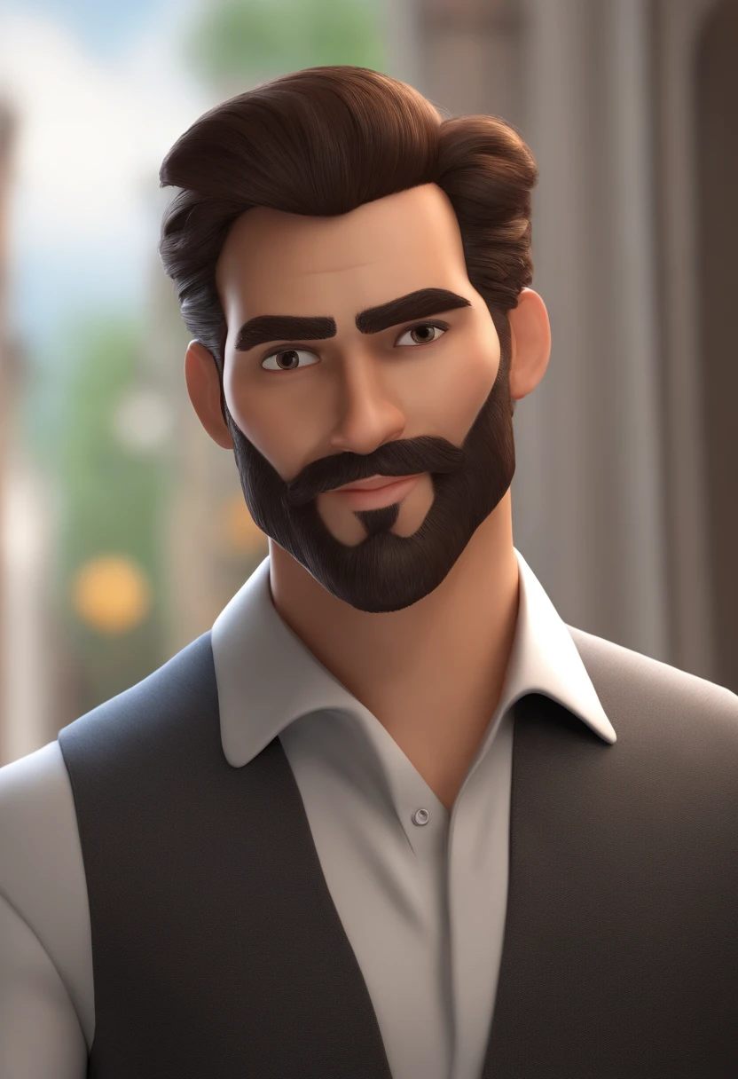 A close up of a man with a beard and a vest - SeaArt AI