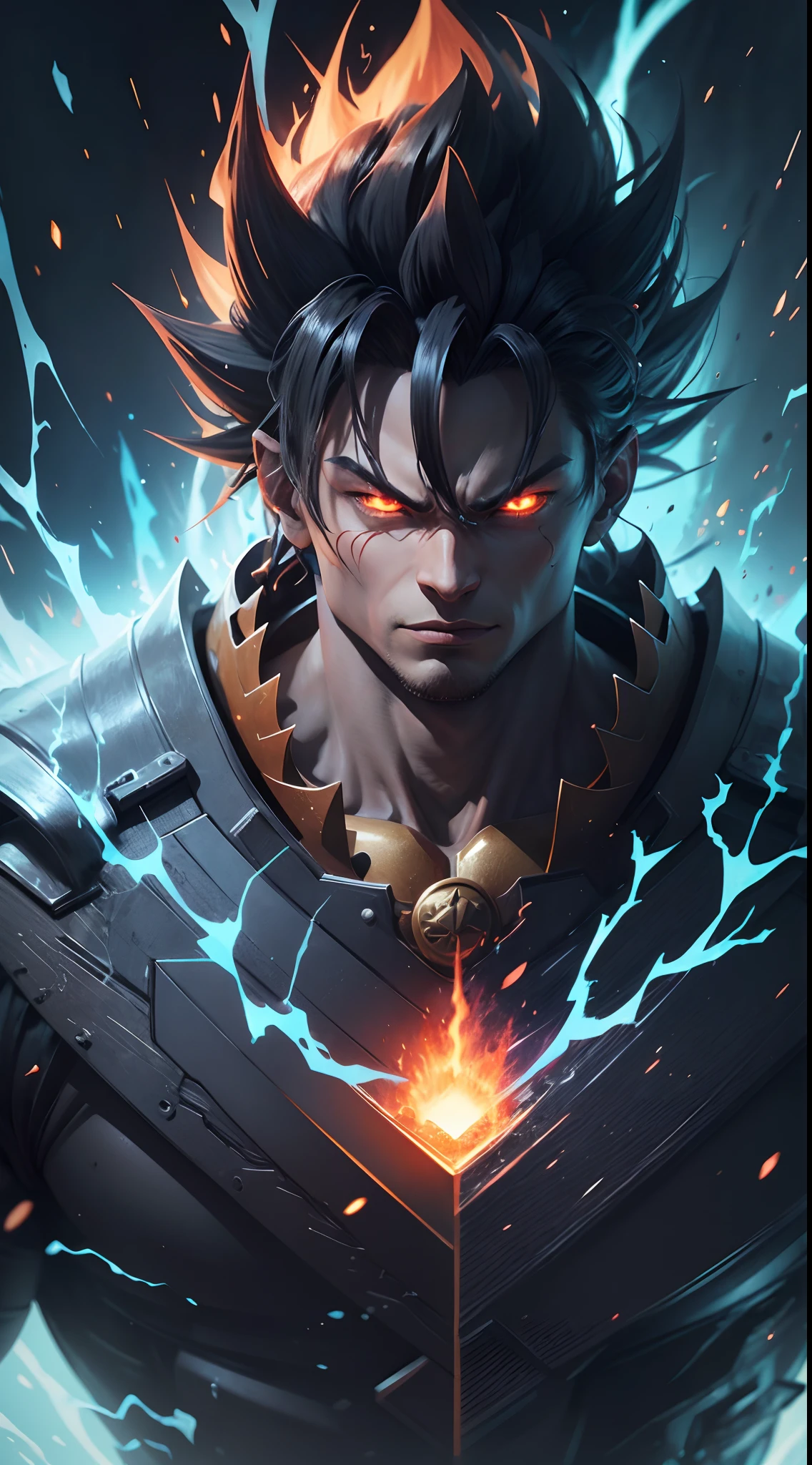 Get ready for a visual feast with Black Goku Demon God has a handsome face and piercing red eyes. In his transformed state, he radiates extreme instinct and power, creating an epic anime about this man of energy. See how he manipulates fire and lava in stunning anime artwork that will blow your mind. This concept art is straight from the Dragon Ball Universe, with manga-style 8k wallpapers that will transport you to another dimension. Get ready to be amazed by this detailed piece of digital anime art, showcasing the ultimate combination of style and power.