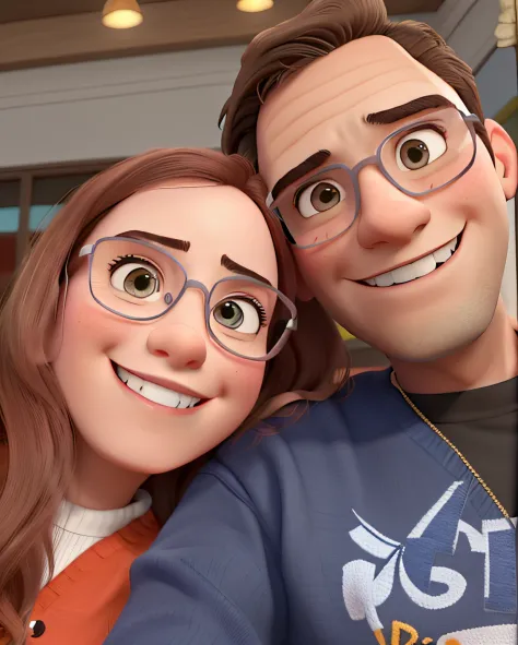 Jovem casal de 25 anos estilo disney pixar