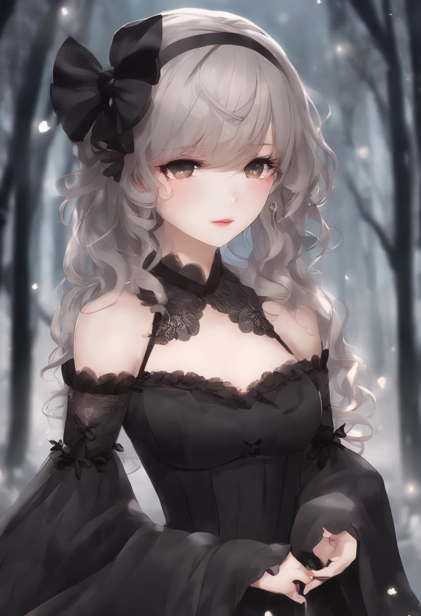  anime with horns and a dress with a skull on it, ((lightBrown hair))(loli in dress, gothic maiden anime girl, Cute anime waifu in a nice dress, anime moe artstyle, Garota Anime usando um vestido preto, night core, (anime girl girl), 4K anime-style, Little Curvy , high quality anime art style, anime girls, demon anime girls