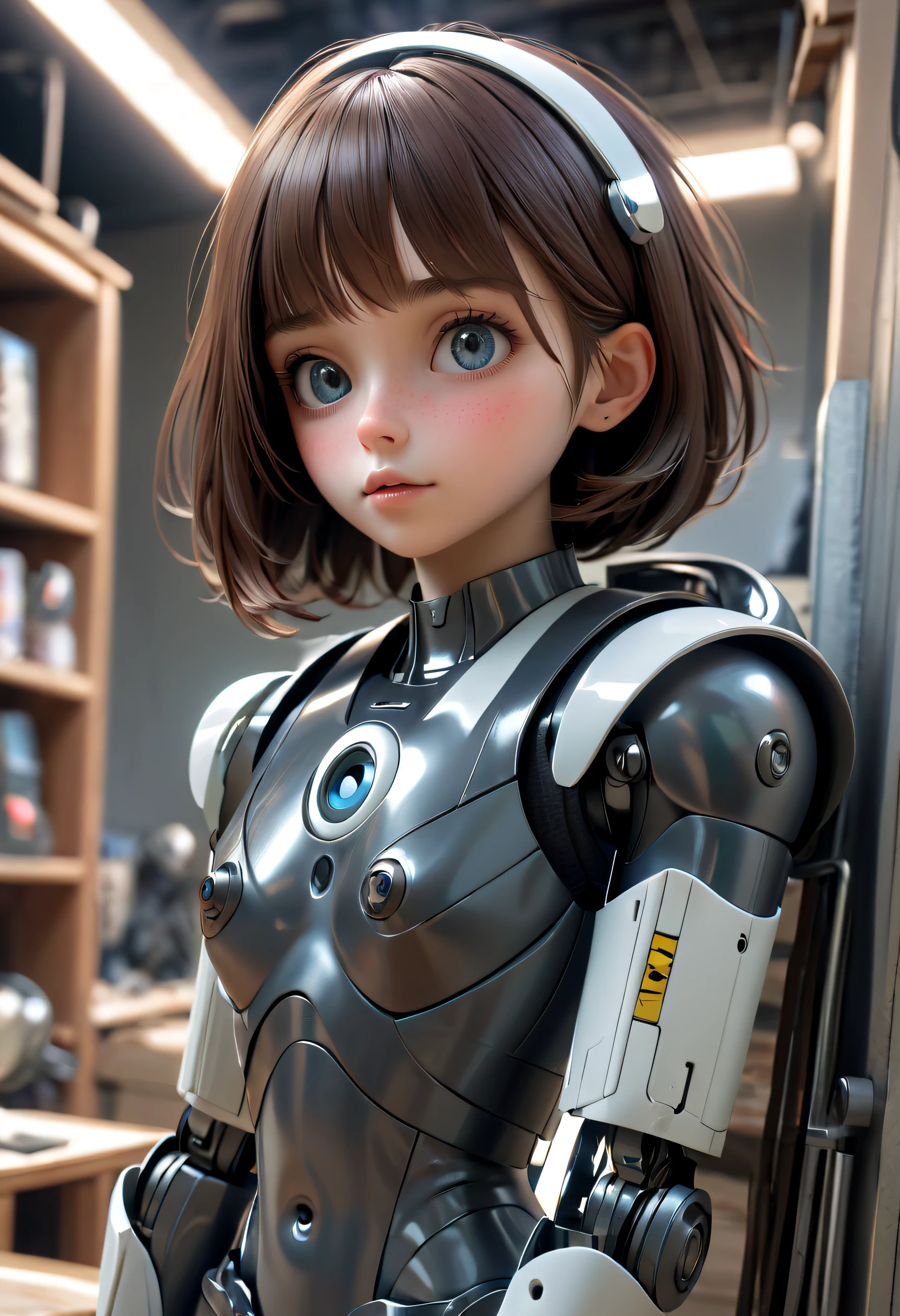 (best quality,4k,8k,highres,masterpiece:1.2),ultra-detailed,(realistic,photorealistic,photo-realistic:1.37),Pixar style:2,Machine girl