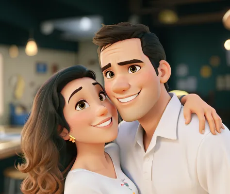 Um casal estilo disney pixar, alta qualidade, melhor qualidade