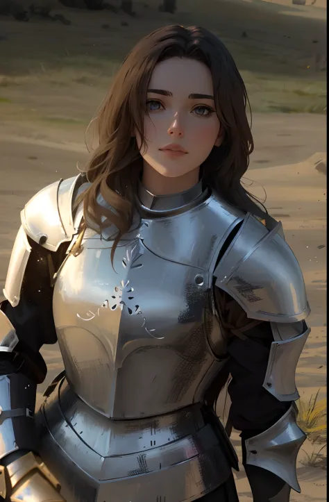 arafed woman in a full armor outfit with a knife in her hand, ana de armas as joan of arc, of a beautiful female knight, beautif...