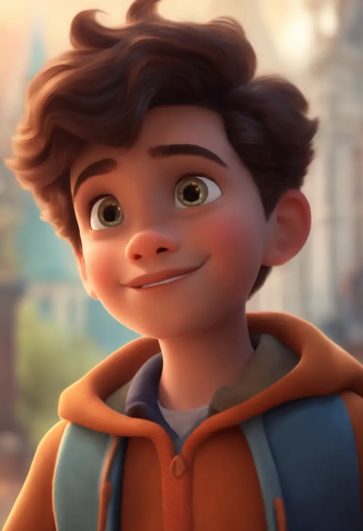 Image of a boy for a story in a YouTube video in Pixar format, He's the little allabester, He's the class leader, He's outgoing, Playful and gets up for a lot of things