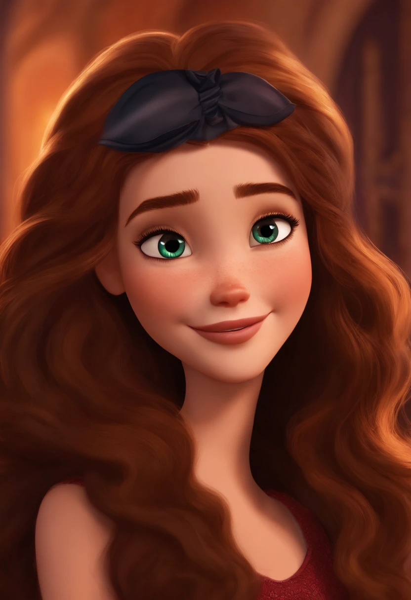 A close up of a cartoon girl with long brown hair - SeaArt AI