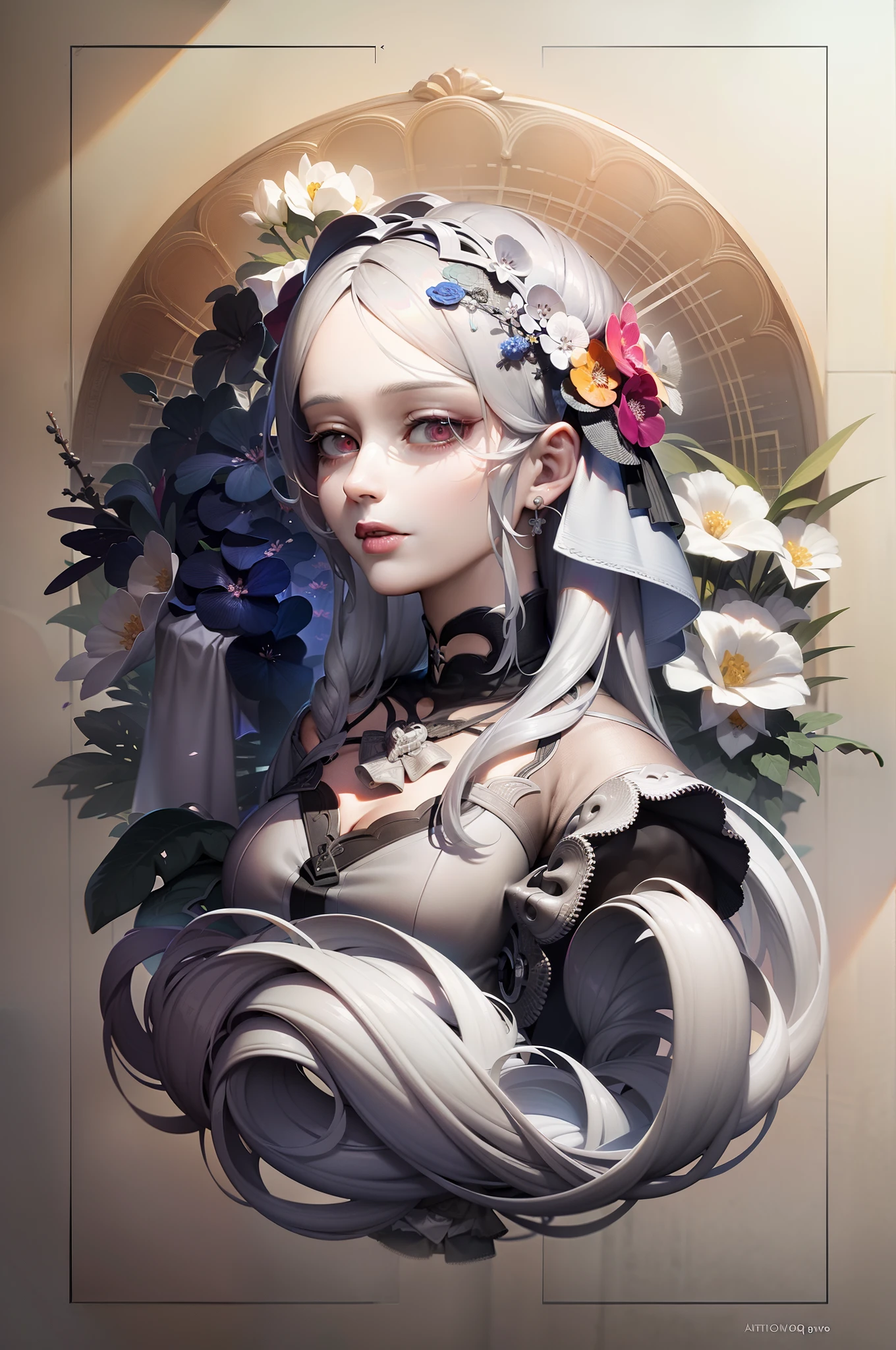 hay una mujer con una corona de flores en la cabeza, guweiz en artstation pixiv, guweiz en pixiv artstation, obra de arte al estilo de guweiz, arte de anime digital detallado, guweiz, obra maestra de guweiz, hermoso retrato animado, Una hermosa ilustración artística., hermosa obra de arte digital, Arte detallado de alta calidad 8k