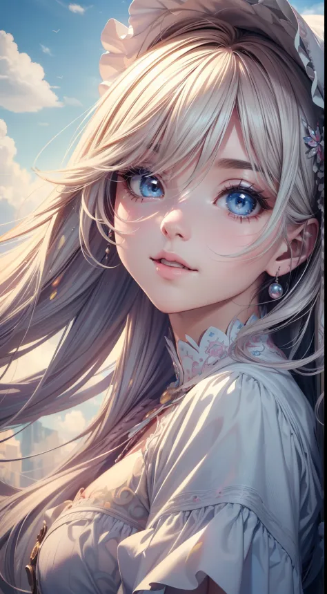 (best quality,4k,8k,highres,masterpiece:1.2),ultra-detailed,(realistic,photorealistic,photo-realistic:1.37),painting,illustration,toy,art,beautiful detailed eyes,beautiful detailed lips,extremely detailed eyes and face,longeyelashes,fluffy clouds,vivid col...