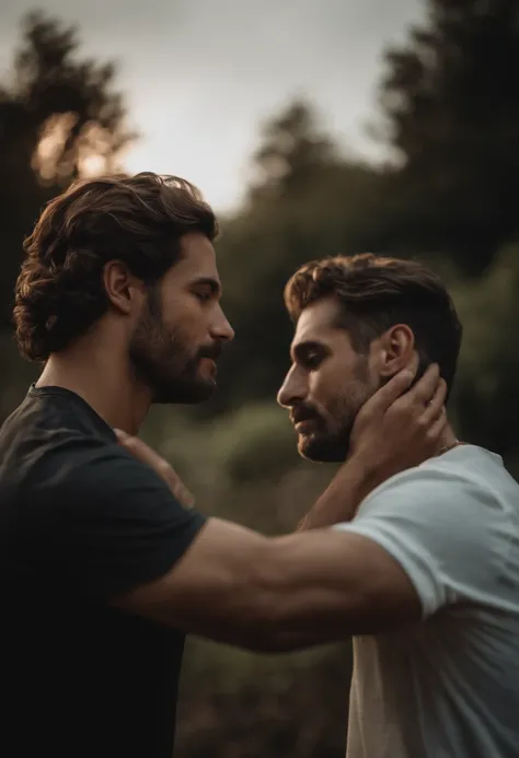 There are two men with curly hair and beards are posing for a picture -  SeaArt AI