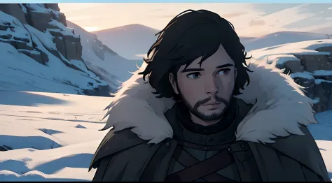 ((Jon Snow)), Game of thrones, winter, frozen landscapes, miyazaki hayao