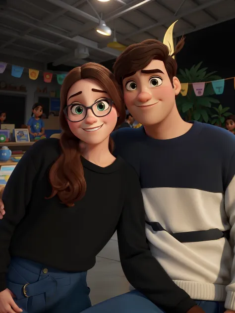 Retrato de duas pessoas estilo pixar, alta qualidade, melhor qualidade