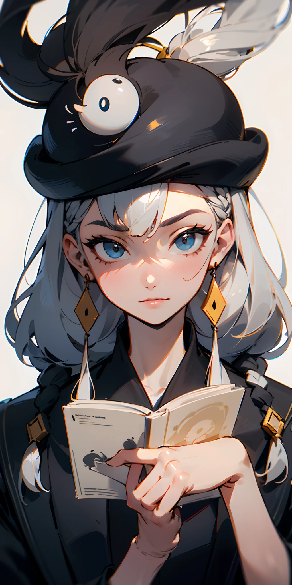 Anime girl with a hat and a book - SeaArt AI