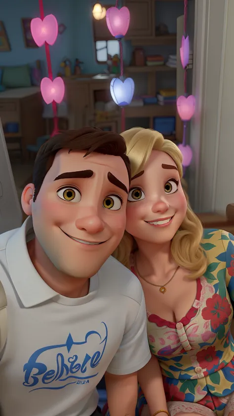 Um casal estilo Disney Pixar, melhor qualidade, qualidade alta