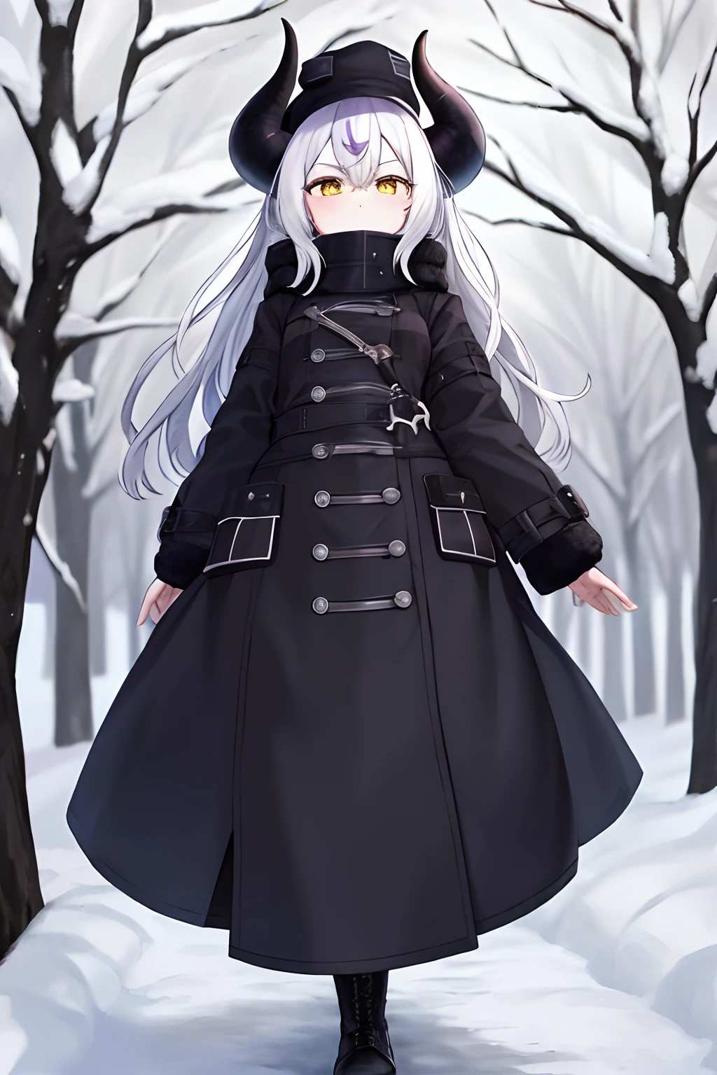 snow トップ 黒い帽子の女の子