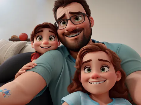 A Disney Pixar-style family, alta qualidade, melhor qualidade