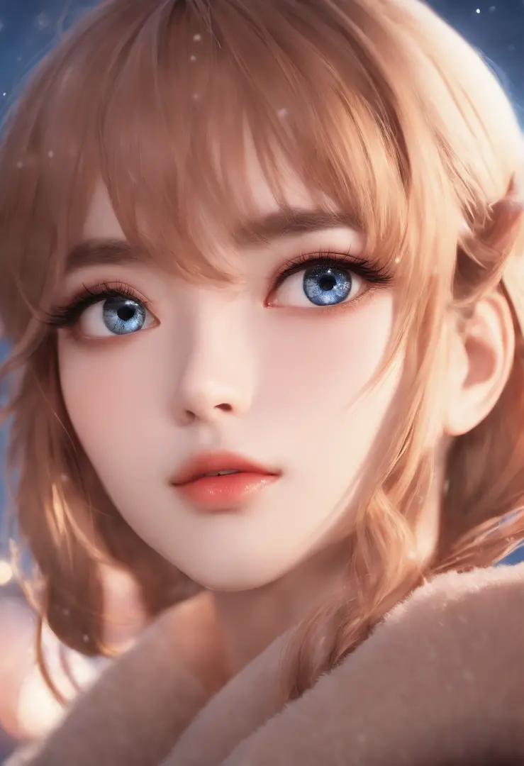 Starry eyes, it looks even more beautiful than immortal, Ahoge, hair, star-shaped pupils, amber eyes, colored contact lenses, blush, high detail, anime, romanticism, modern, gothic art, anime style, film lighting, ray tracing, motion rye, close-up, sony fe...