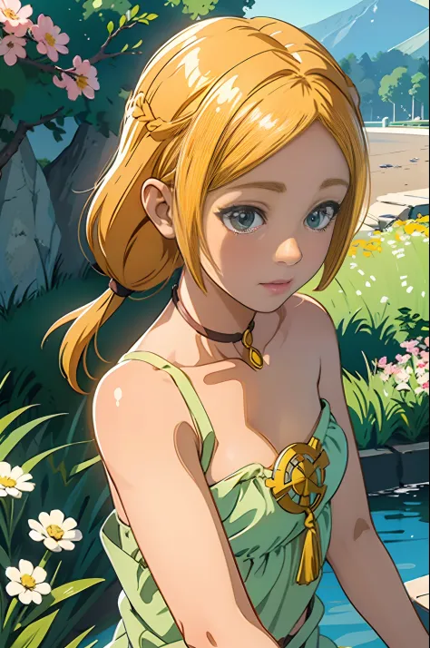 Garota anime com cabelo dourado e olhos verdes posando para uma foto, haruno sakura, Melhor Anime 4K Konachan Wallpaper, menina ...