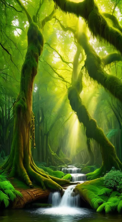 Enchanted Forest
Enchanting enchanted forest scenes, Sunlight shines through the dense canopy of ancient trees, Create magical games of light and shadow. The forest is full of life、otherworldly plants, Flowers of all colors are in full bloom. Mossy rocks a...