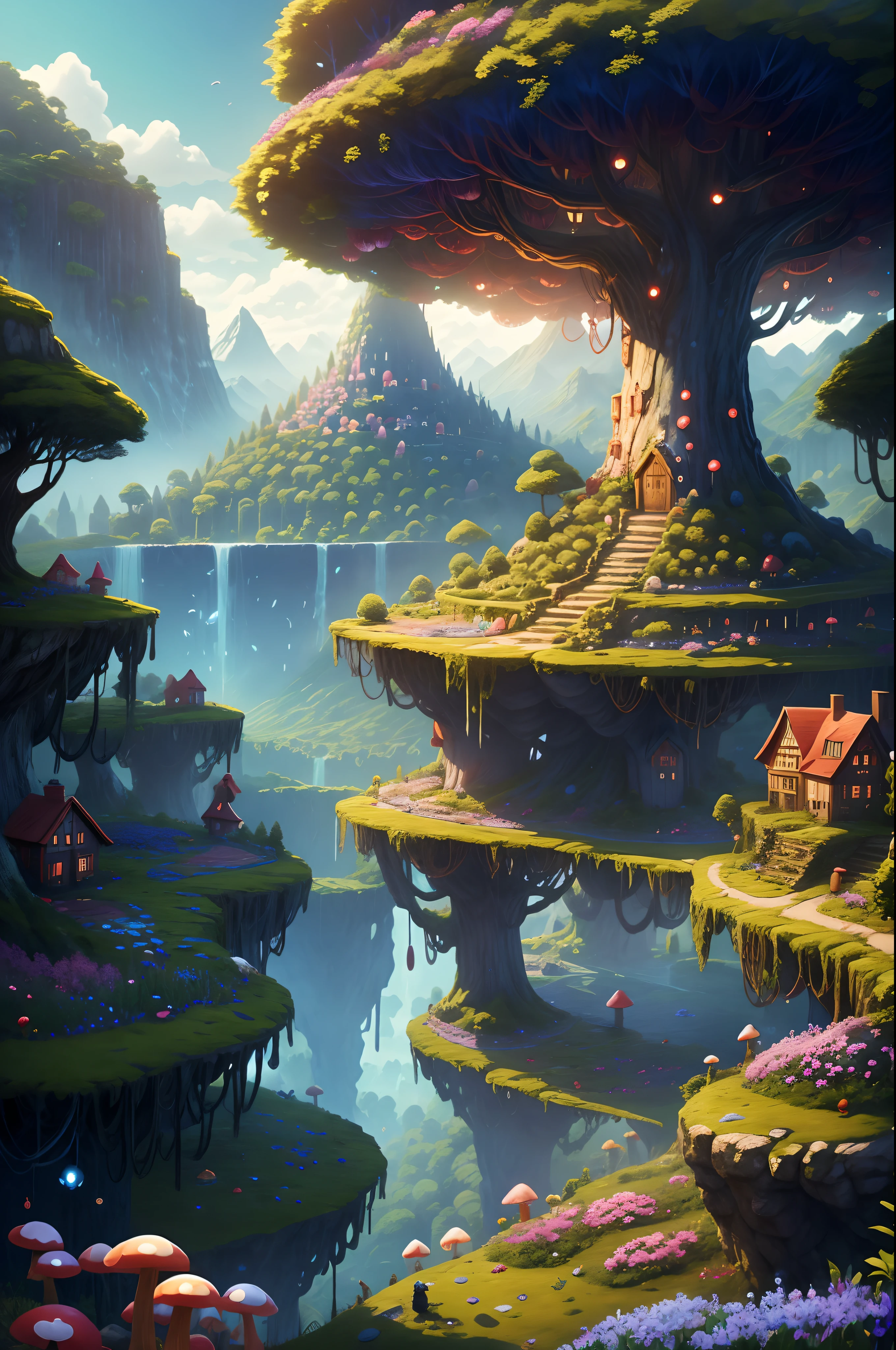 Smurfberry Haven is a whimsical woodland realm akin to the Smurf Village. Quaint mushroom houses dot the landscape, and a close-knit community of Smurfs lives in harmony with nature. The air is filled with laughter, and blueberry bushes flourish, offering delicious, magical Smurfberries