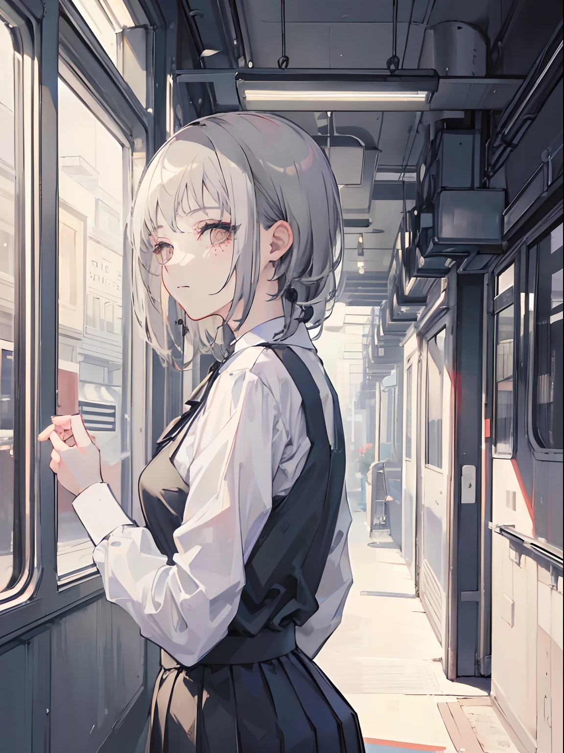 (masterpiece, top quality, best quality,official art, beautiful and aesthetic:1.2),(1girl:1.3), long gray hair,