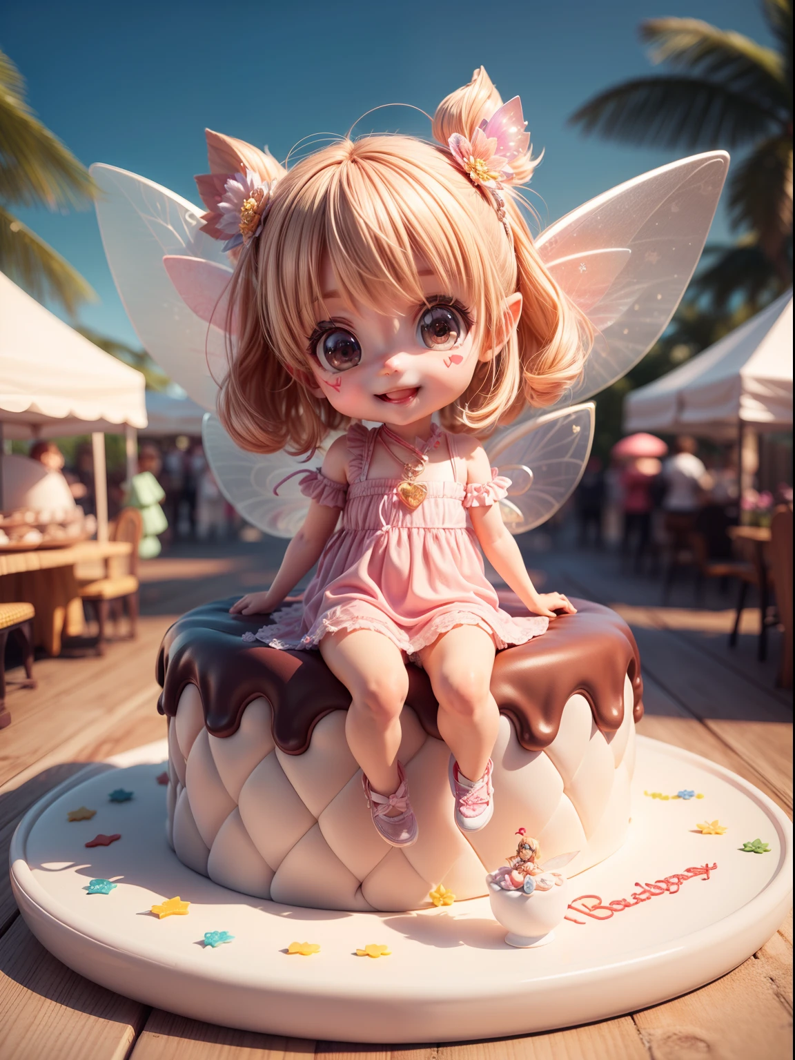 There is a doll sitting on a cake with a horse on it - SeaArt AI