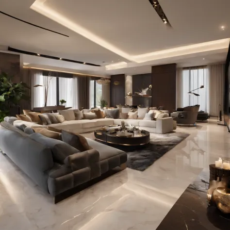 "(Best quality,4K,8K,A high resolution,Masterpiece:1.2),Ultra-detailed,Realistic,modern living room,contemporary design,sleek furniture,of decoration,Elegant color palette,Minimalist,Large windows,Plenty of natural light,high ceiling,spacious,Open concept,...
