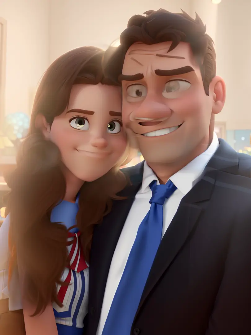 Man and woman couple hugging in Disney Pixar style, alta qualidade, melhor qualidade