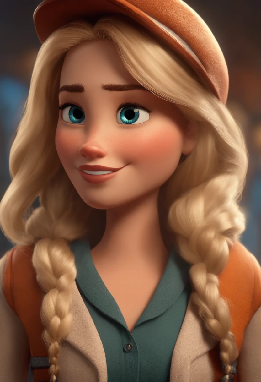 A close up of a cartoon girl with long blonde hair - SeaArt AI