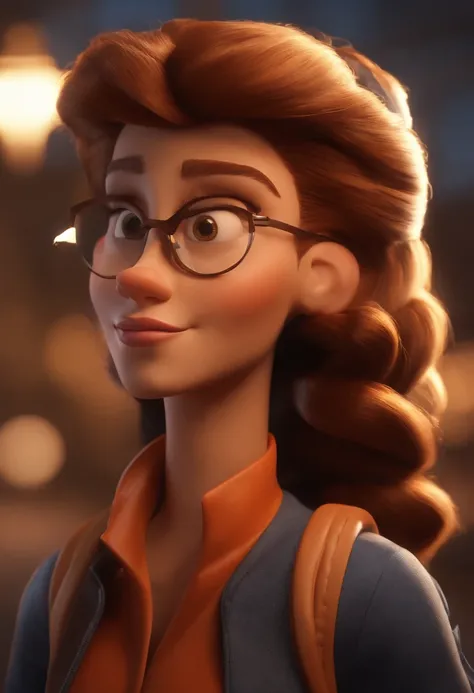 Estilo Pixar Uma Mulher Adulta Morena De Cabelos Curtos Enrolados Bespectacled D Seaart Ai