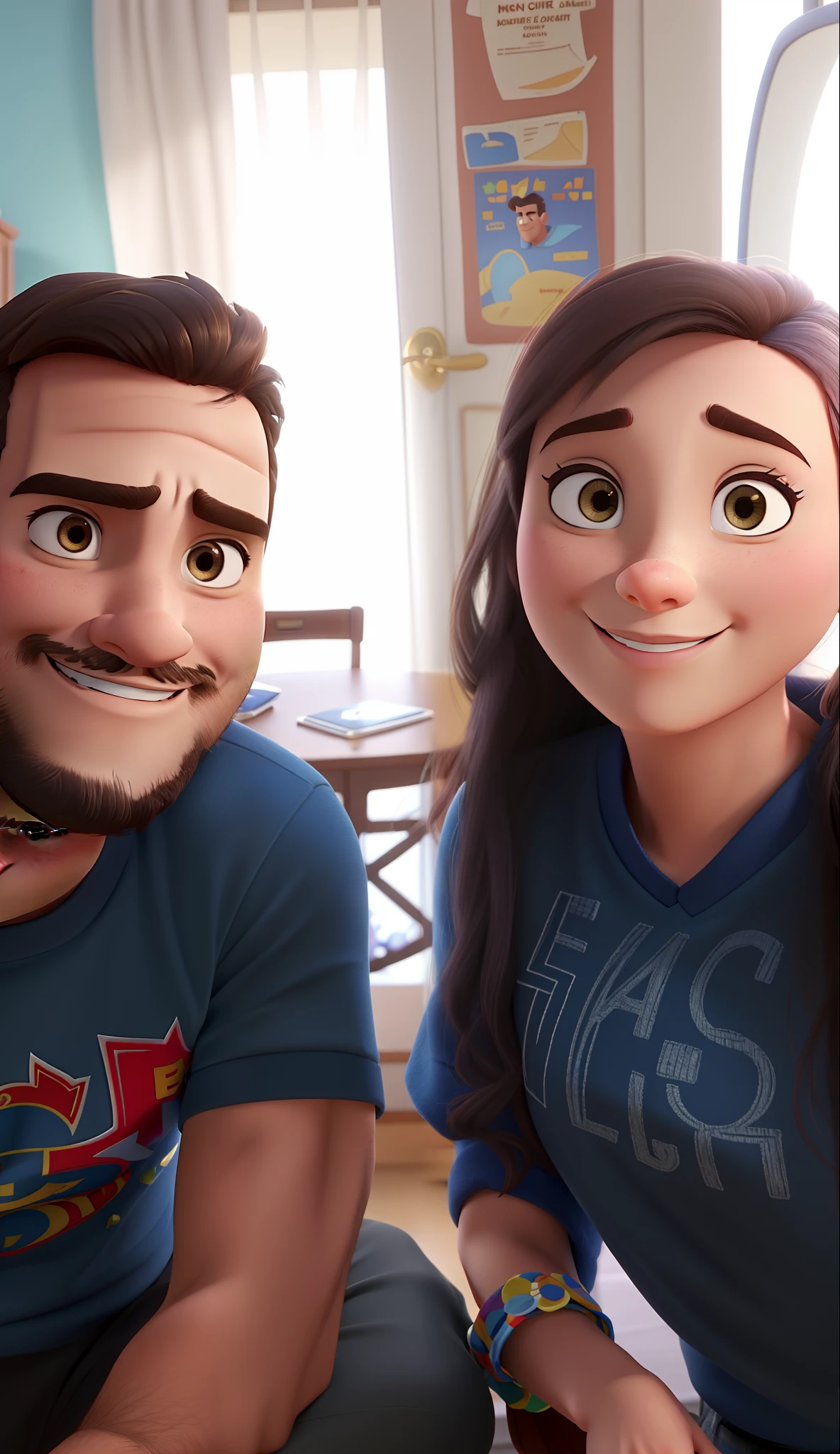 Paar aus Mann und Frau im Disney-Pixar-Stil, gute Qualität, Bessere Qualität
