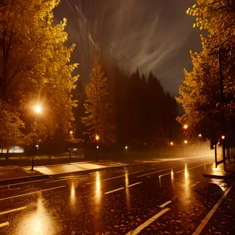 Autumn Dark Park Street Light