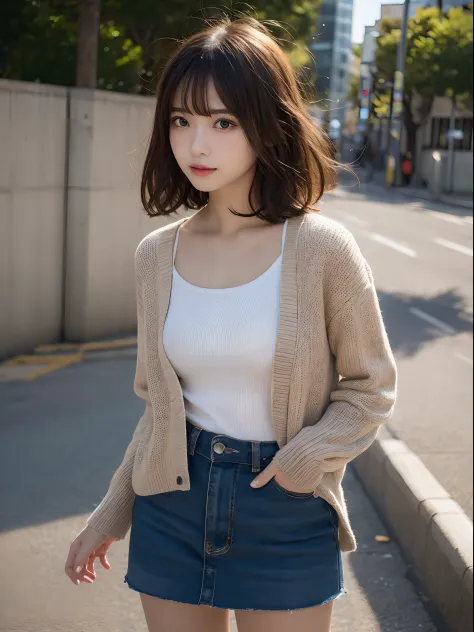 Detailed details,、hight resolution、hightquality、Perfect dynamic composition、Beautiful detailed eyes、short-hair、Small breasts、Natural Color Lip、Kamimei、Shibuya、20 years girl、1 persons、Transparent skin、Glowing hair、masutepiece、Best Quality、finely detail、high...