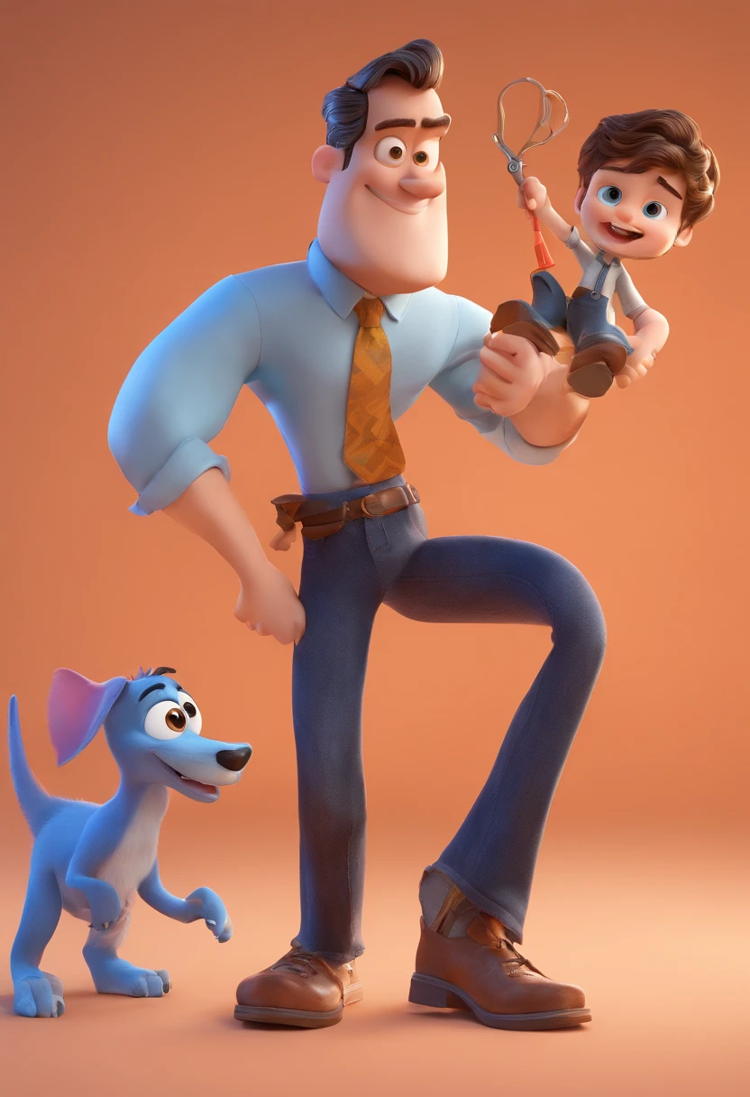 A close up of a cartoon character with a dog and a man - SeaArt AI