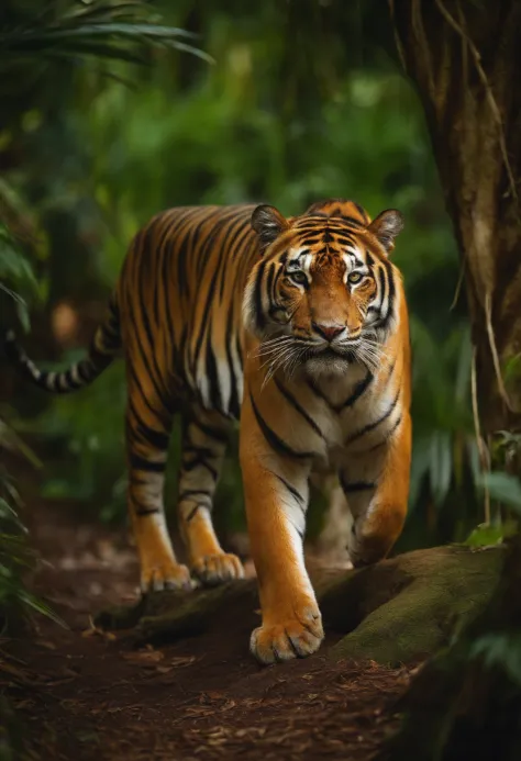 criar um tigre com pele de safira em uma selva