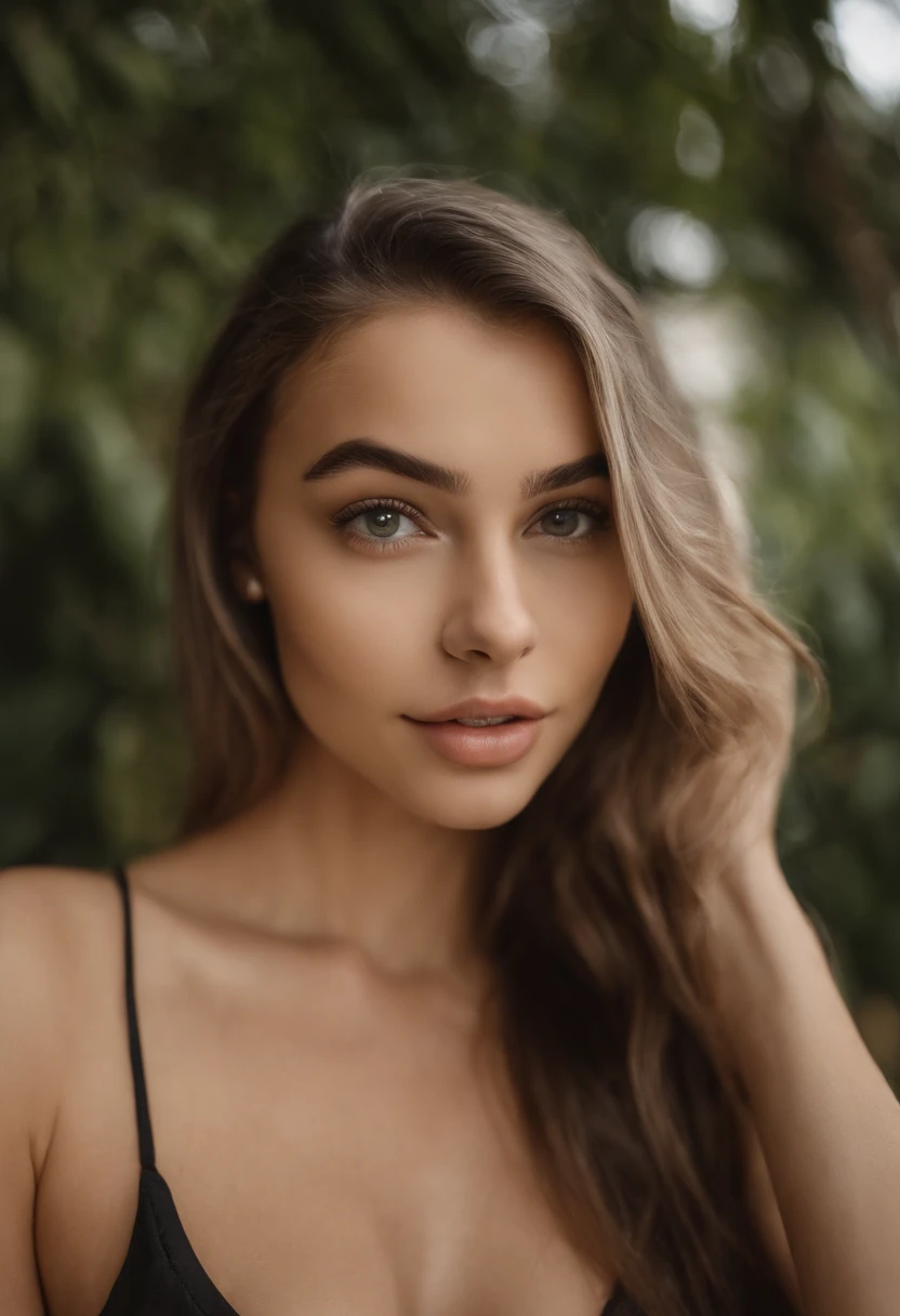 woman in matching tank top and panties, 18-years old,  sexy with blue eyes, Retrato Sophie Mudd, Portrait of Corinna Kopf, blonde hair and large eyes, selfie of a young woman, Eyes in the room, violet myers, Ohne Makeup, Make-up natural, Look directly at the camera, face with artgram, Dezentes Makeup, Great full body photo, in the bedroom, Fission