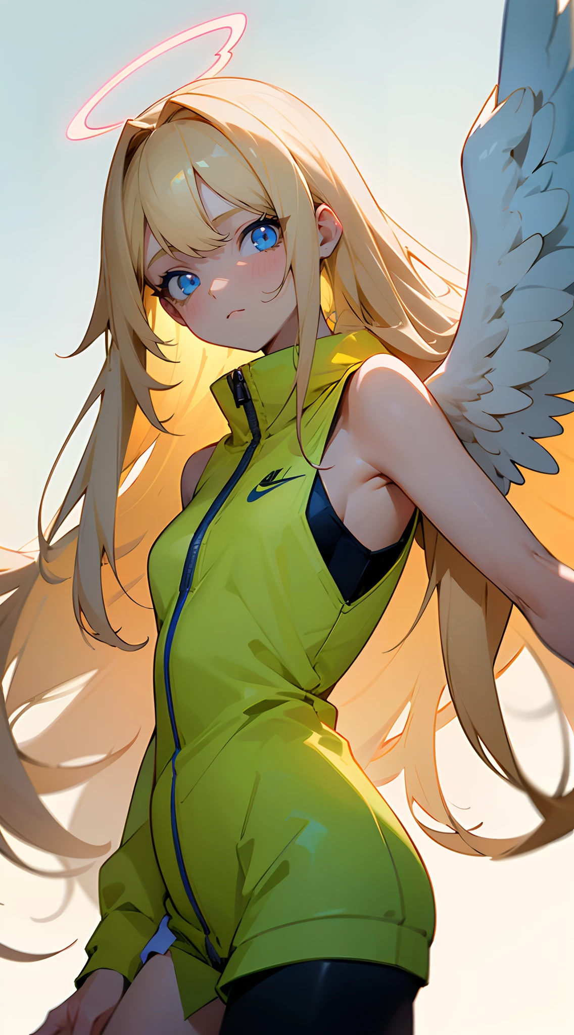 Anime girl with angel wings and a halo above her head - SeaArt AI