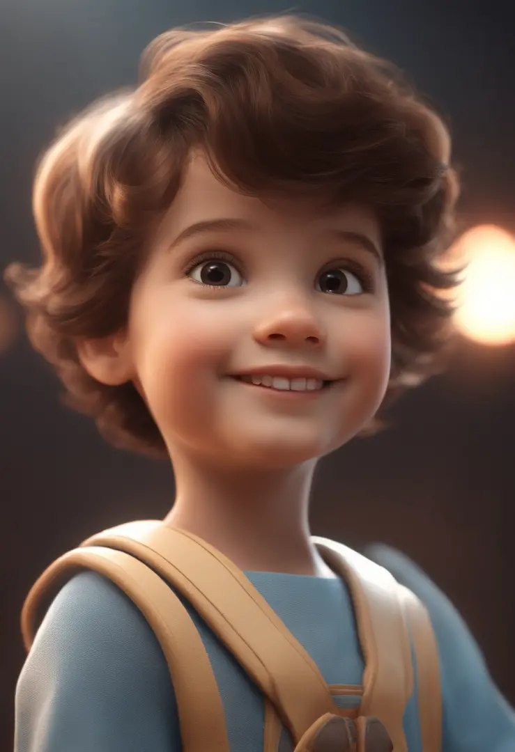 (a happy cute kid,vestindo uma fantasia espacial), short hair,white background, bright lighting, barnet, 3D render, toon style, Pixar-style, highly detailed face, asymmetrical features, ultra-detailed textures, vibrant colors, 16k resolution.