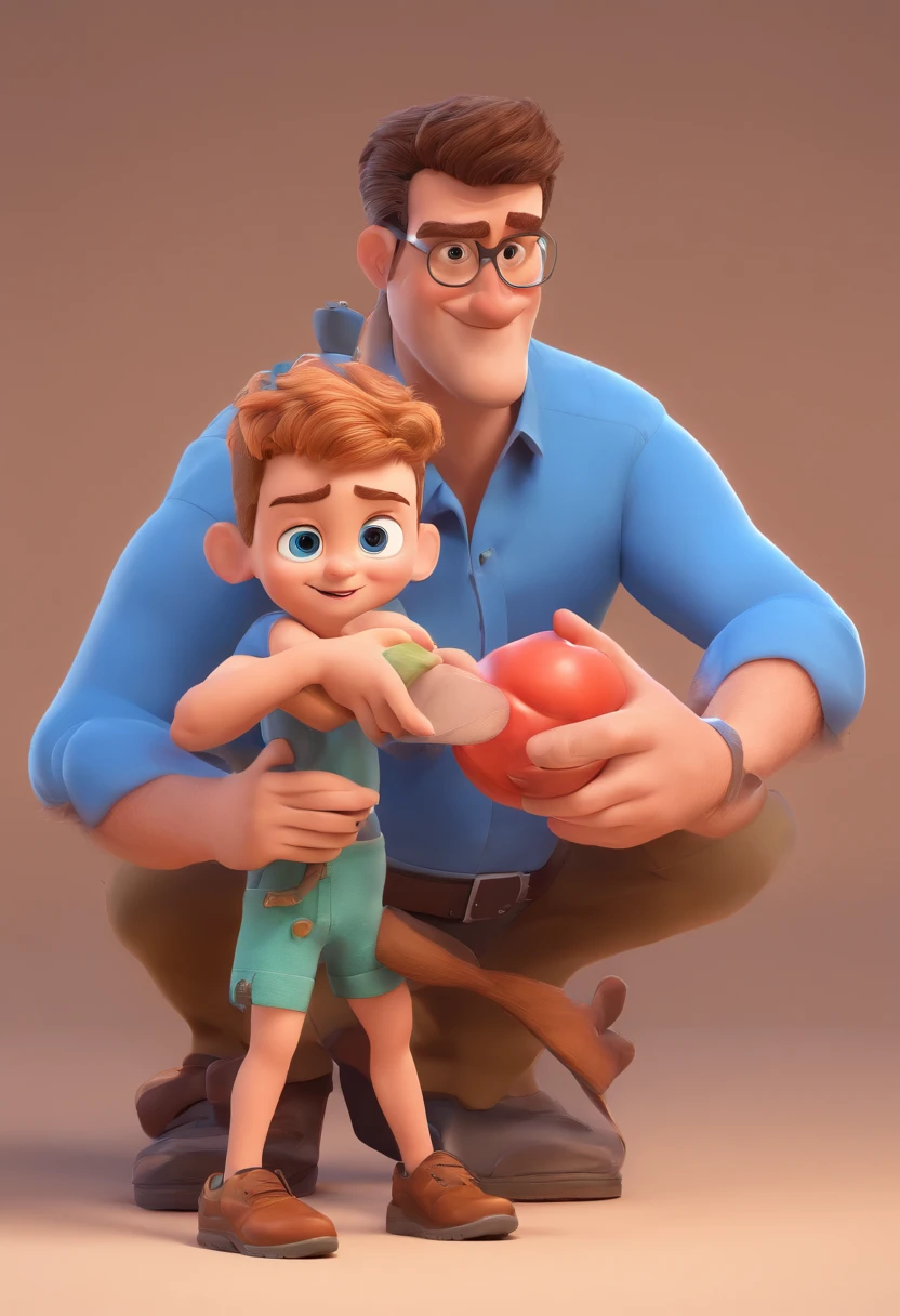 A man holding a small child in his arms while he holds an apple - SeaArt AI