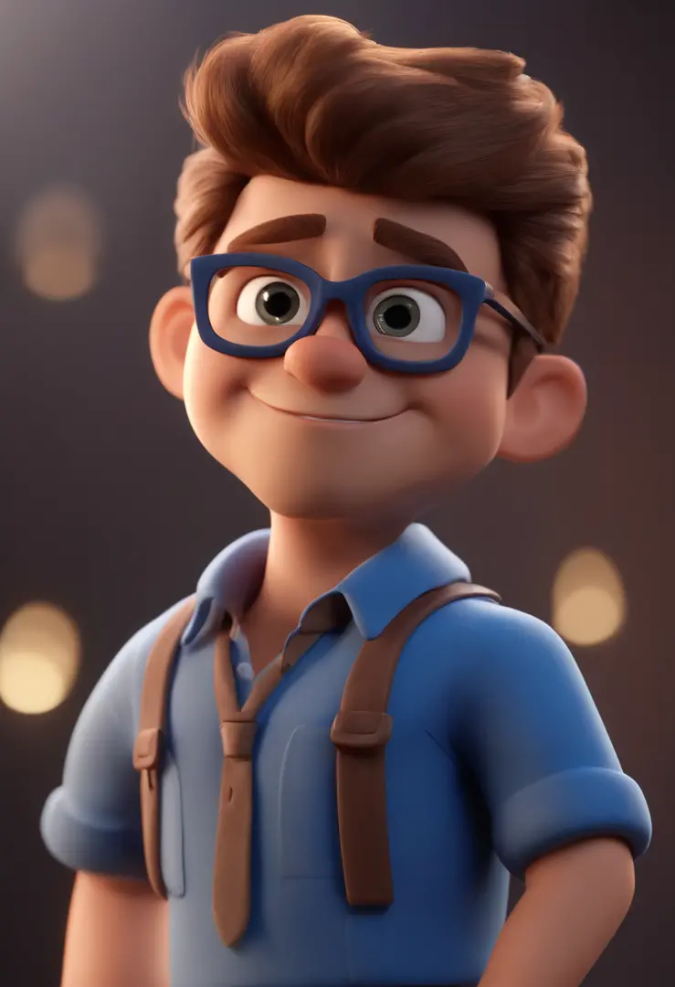 Cartoon character of a man wearing black glasses and a blue shirt, um personagem animado, Caractere estilizado, animation style rendering, 3D estilizado, Arnold Maya render, 3 d render stylized, toon render keyshot, Personagem 3D, Personagem 3D, 3d renderi...