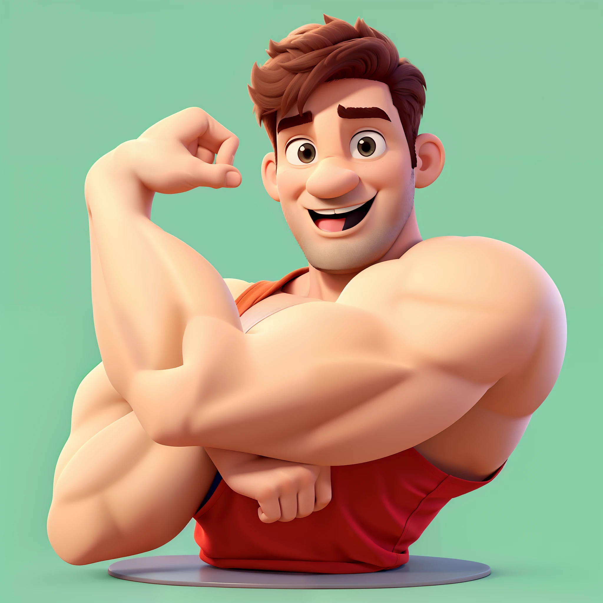 A cartoon character of a man flexing his muscles - SeaArt AI