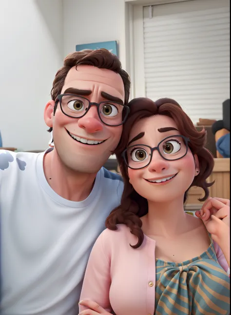 A couple in great quality and definition in the style of Disney pixar