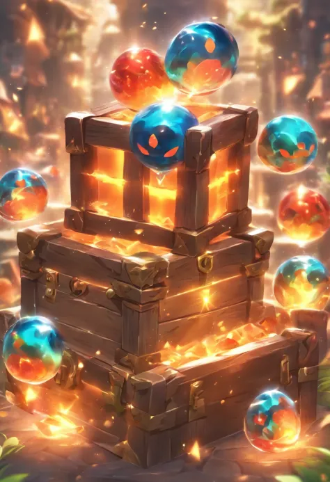 Best Quality, Ultra-high resolution，3 d icon for mobile game，Q version of the chest，highly colorful，Includes a set of chests with 4 levels of treasures