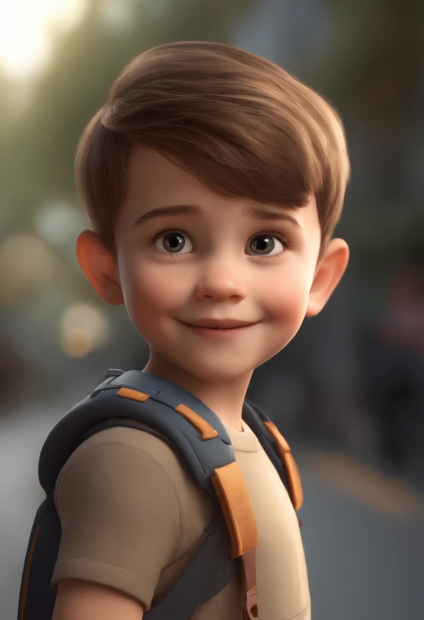 a happy cute kid standing short hair, vestindo uma fantasia espacial, , fundo branco, barnet, Tom, Estilo Pixar, ....3d, desenhos animados, rosto detalhado, asymmetrical 16k