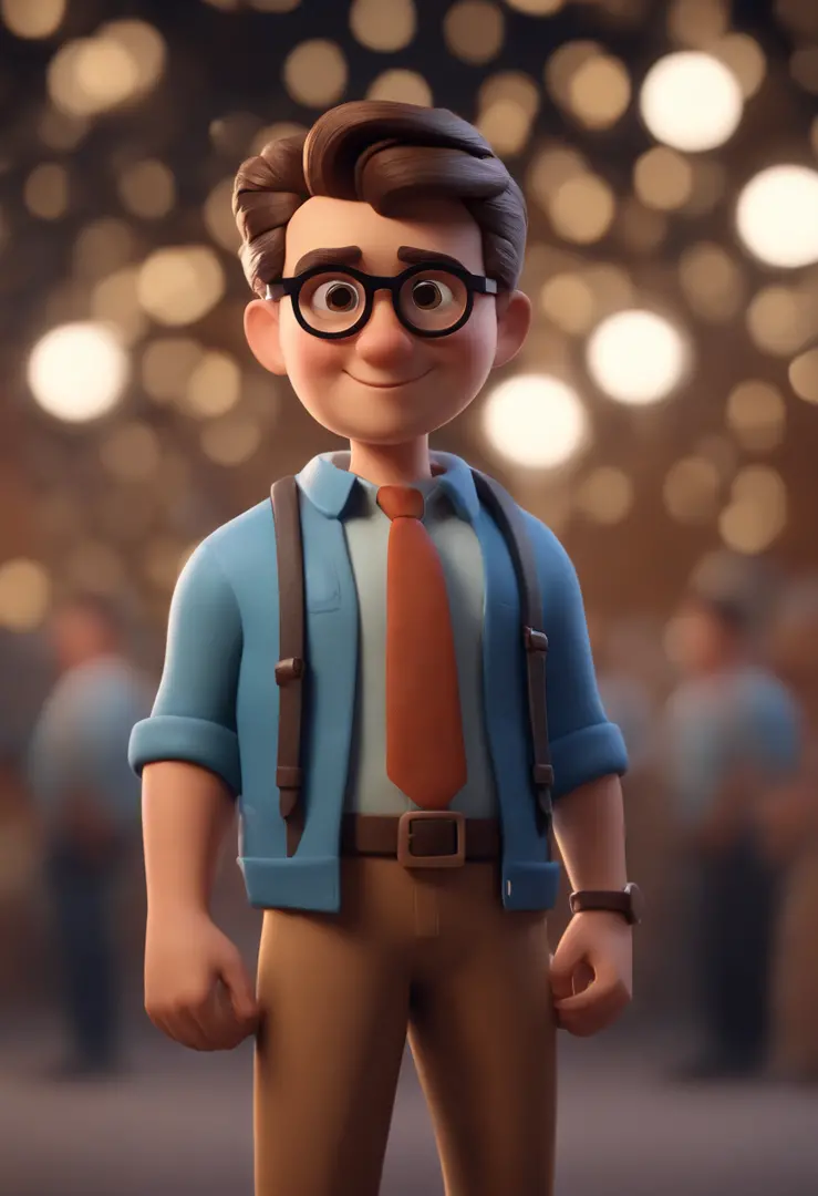 Cartoon character of a man wearing black glasses and a blue shirt, um personagem animado, Caractere estilizado, animation style rendering, 3D estilizado, Arnold Maya render, 3 d render stylized, toon render keyshot, Personagem 3D, Personagem 3D, 3d renderi...