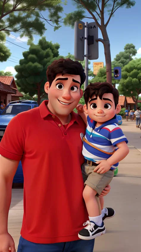 pai jovem, Baby son on lap small hair, Disney pixar |