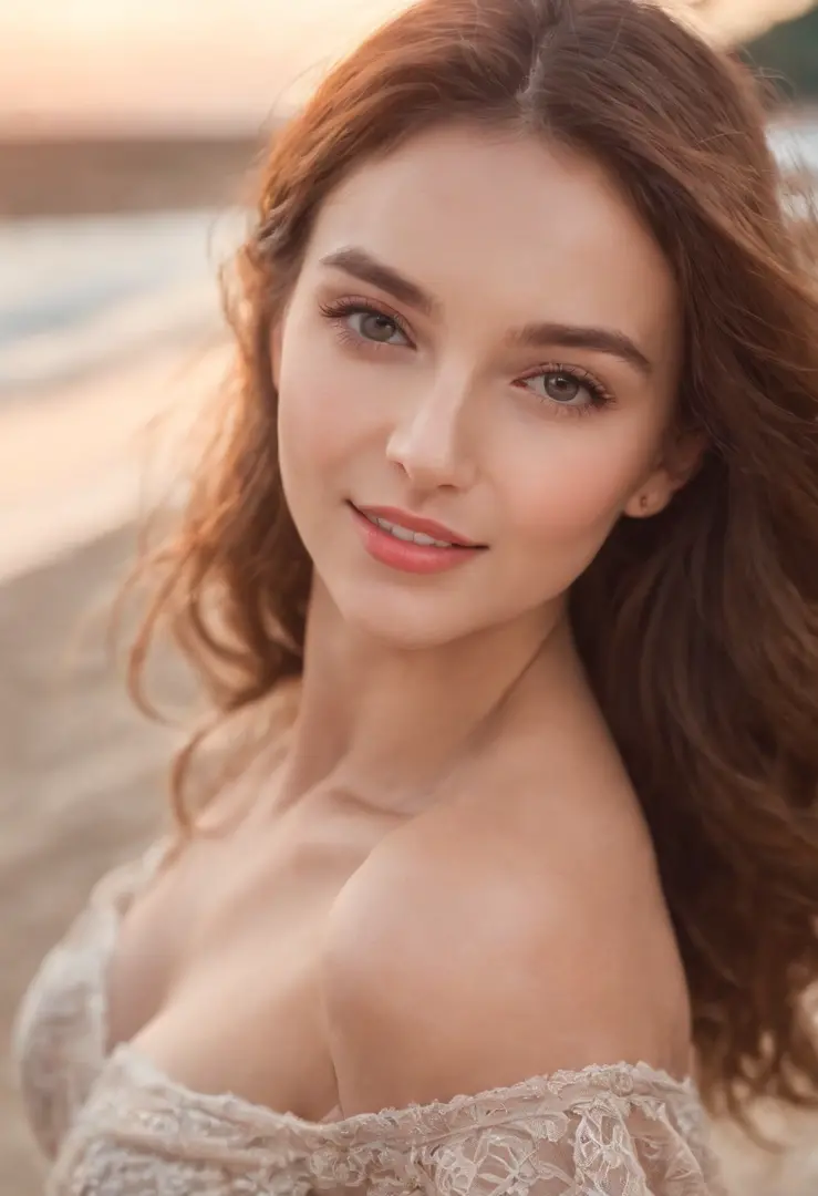 best quality,ultra-detailed,realistic,portrait,soft lighting,cute face,beautiful detailed eyes,beautiful detailed lips,flying skirt,breeze,playful pose,colorful background,summer vibes,beach scene,smiling expression.
